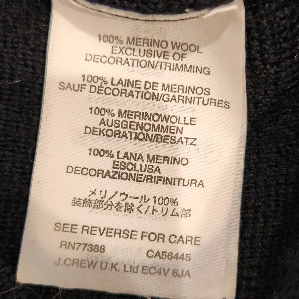 J.Crew Wool Back-Zip Dark Blue Sweater